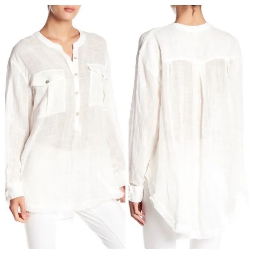 Free People White “Talk to Me” Blouse Sz Sm/P